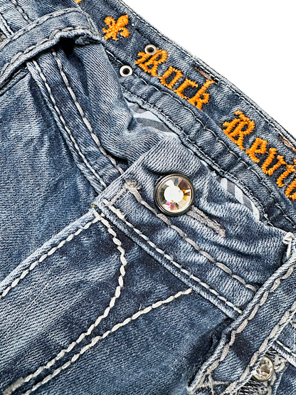 Vintage Rock Revival Y2K Low Waist Bootcut Damenjeans (L)