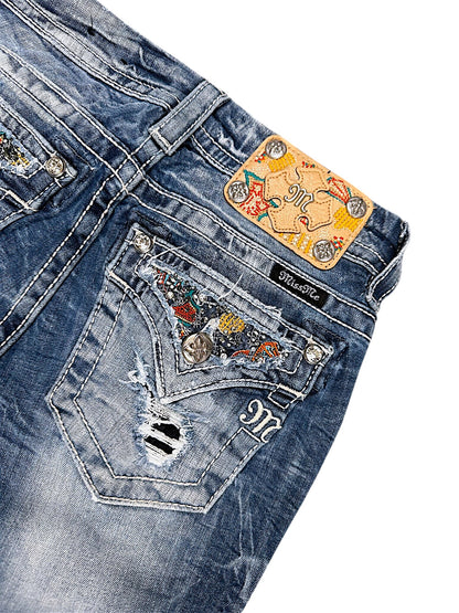 Vintage Miss Me Y2K Low Waist Bootcut Damenjeans (S)