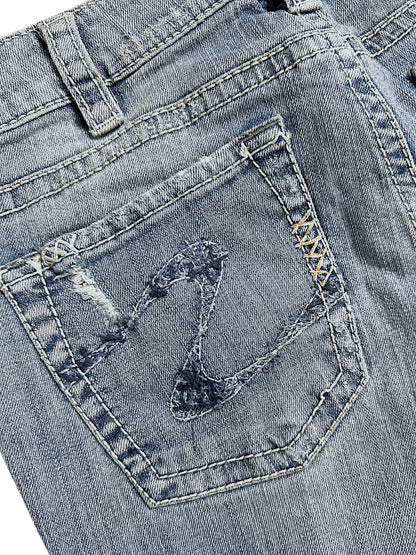 Vintage Silver Y2K Low Waist Bootcut / Flared Damenjeans (XL)