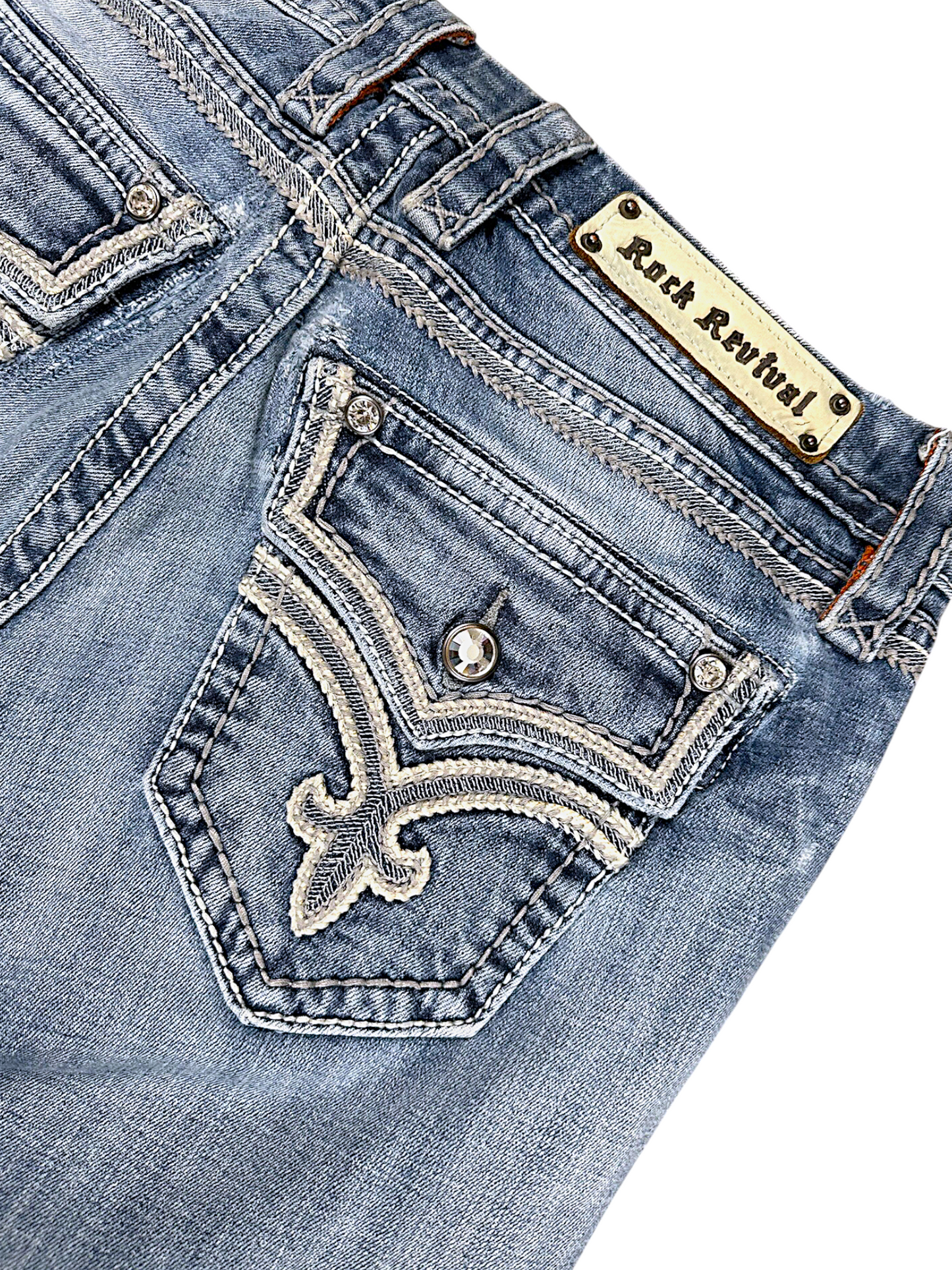 Vintage Rock Revival Y2K Low Waist Bootcut Damenjeans (L)