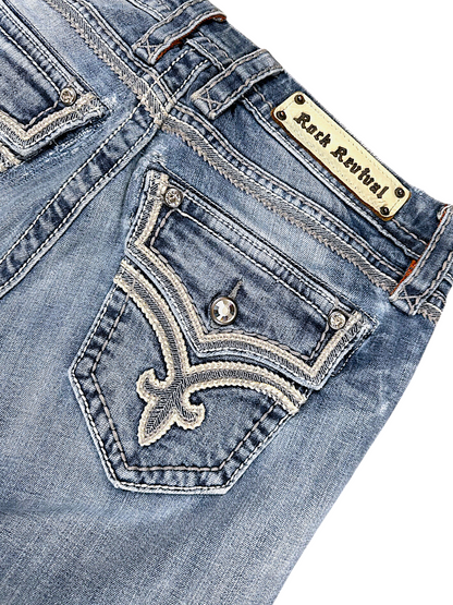 Vintage Rock Revival Y2K Low Waist Bootcut Damenjeans (L)