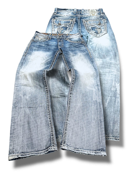 Vintage Y2K Rock Revival Baggy Jeans (M)