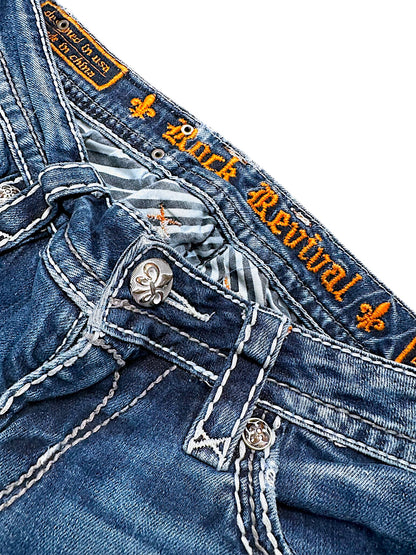 Vintage Rock Revival Y2K Low Waist Bootcut / Flared Damenjeans (S)