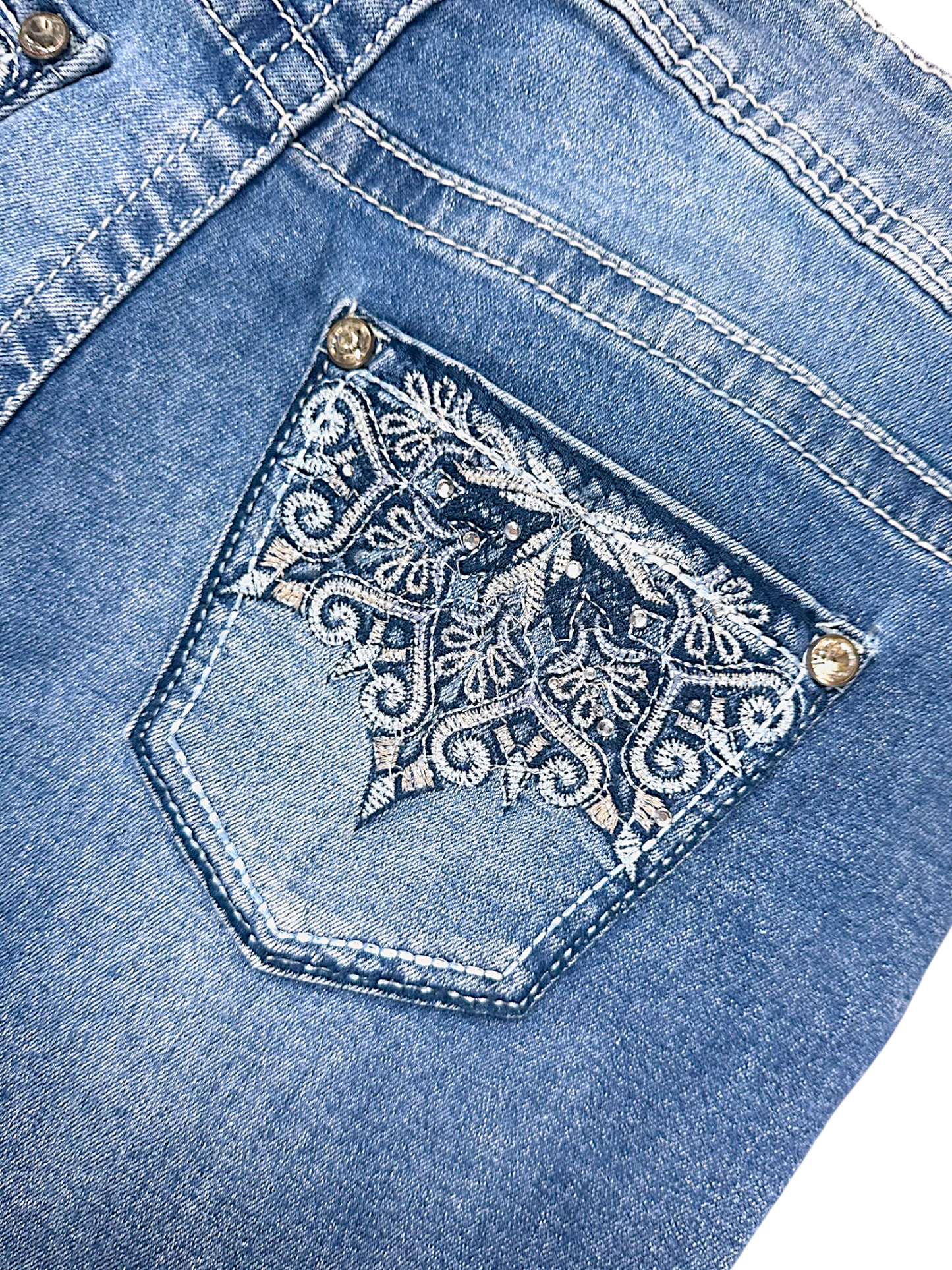 Vintage Embroidery Y2K Flared Damenjeans (L)