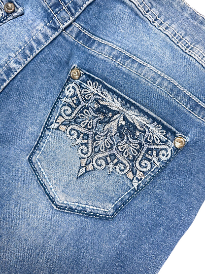 Vintage Embroidery Y2K Flared Damenjeans (L)