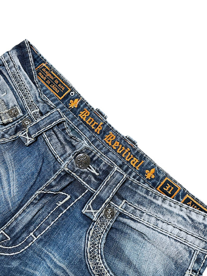 Vintage Y2K Rock Revival Baggy Jeans (M)