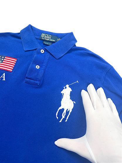 Vintage Ralph Lauren Y2K „USA“ Langarm Polo (M)