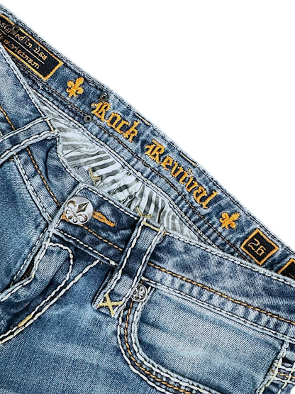 Vintage Rock Revival Low Waist Bootcut Damenjeans (M)