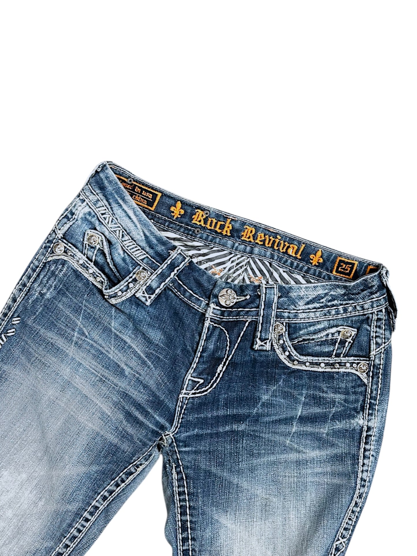 Vintage Rock Revival y2k low waist Bootcut Damenjeans (S)