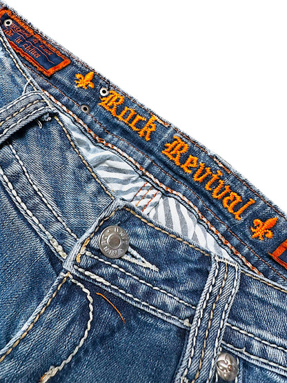 Vintage Rock Revival Y2K Low Waist Bootcut Damenjeans (M)