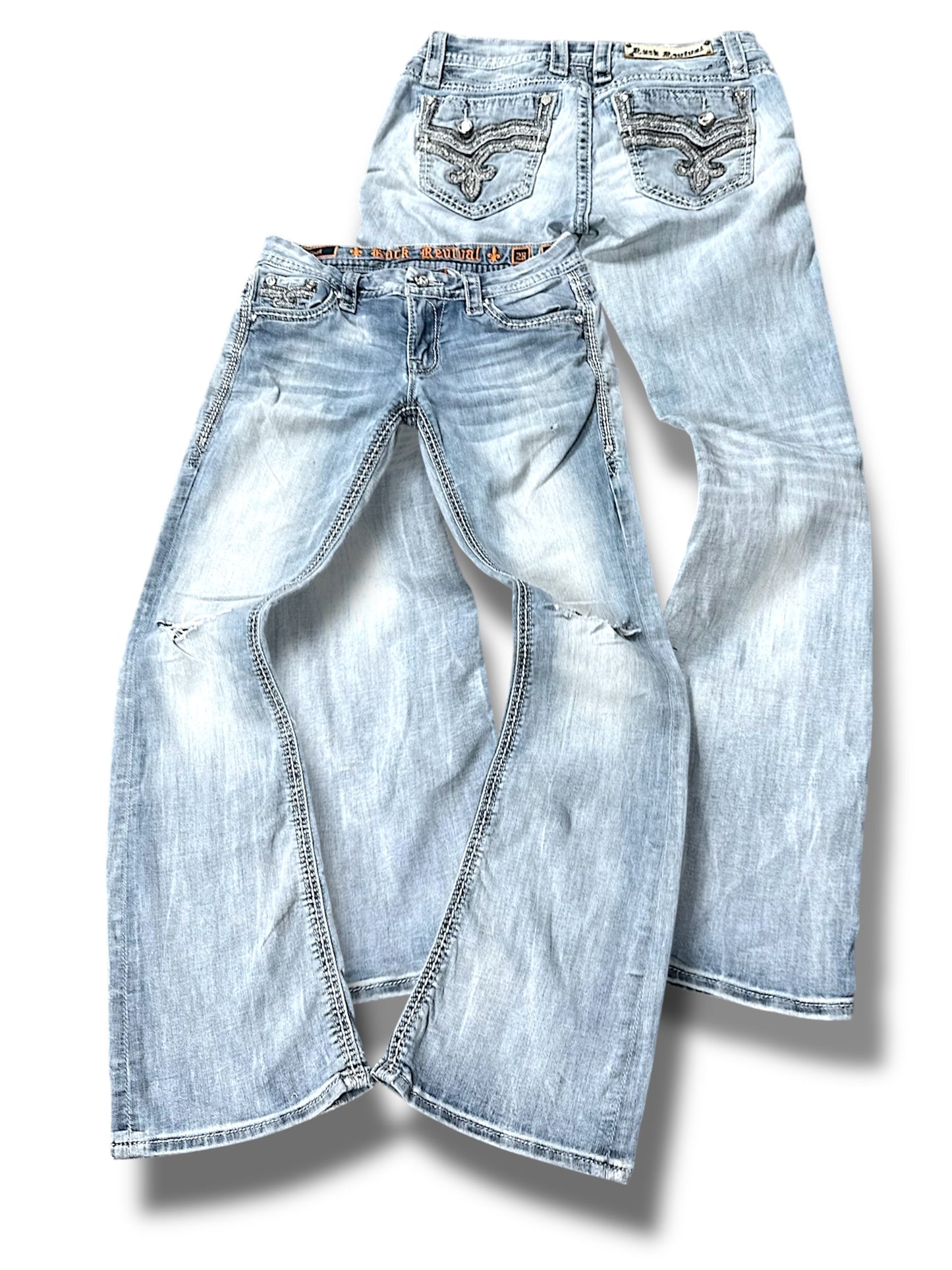 Vintage Rock Revival Y2K Low Waist Bootcut / Flared Damenjeans (S)