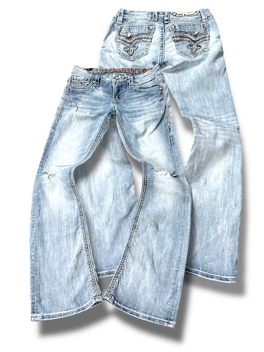 Vintage Rock Revival Y2K Low Waist Bootcut / Flared Damenjeans (S)