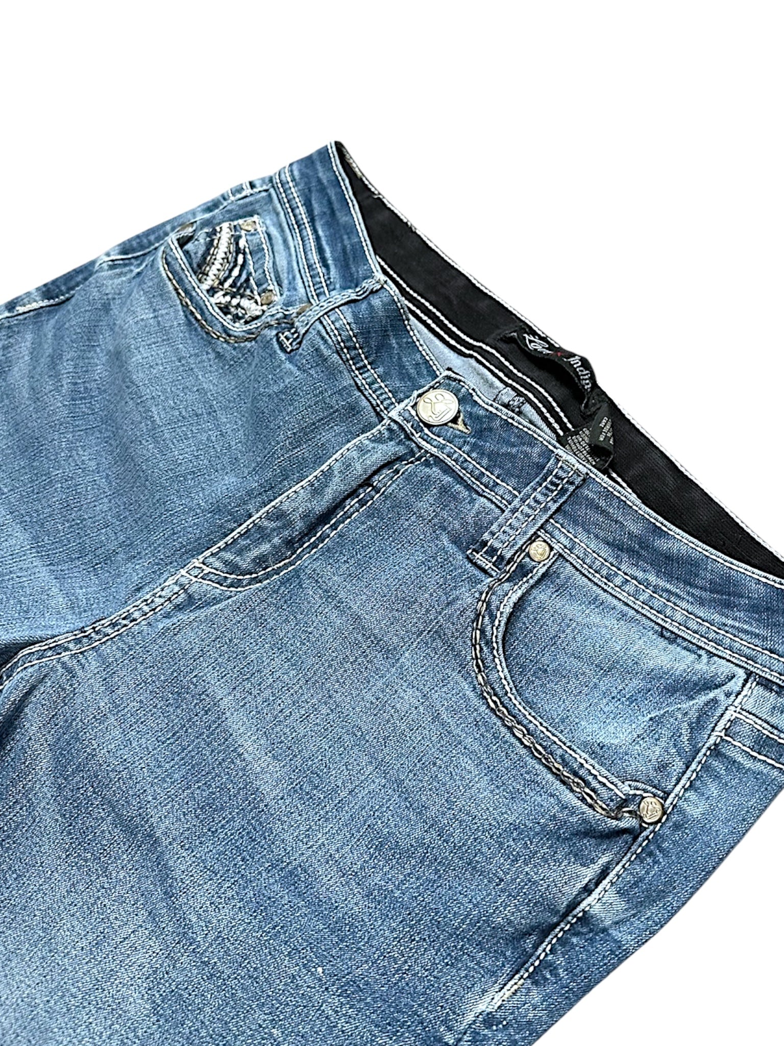 Vintage Embroidery Y2K Mid Waist Bootcut / Flared Damenjeans (S)