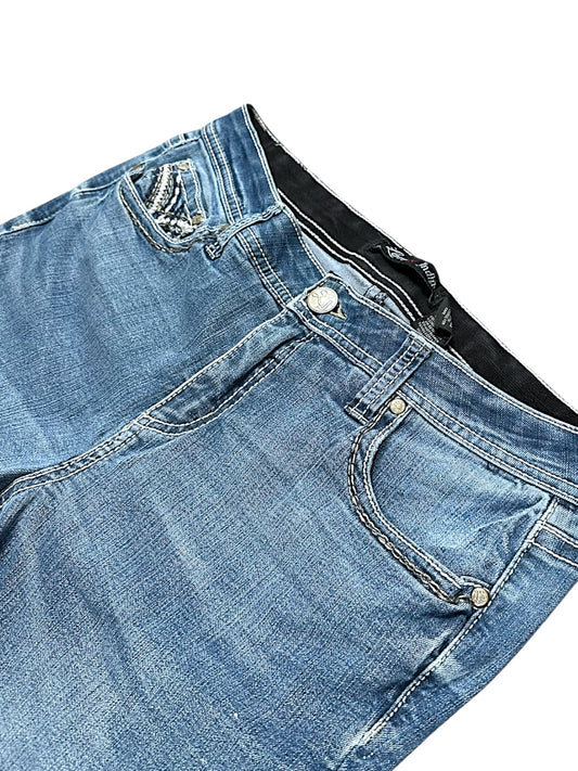 Vintage Embroidery Y2K Mid Waist Bootcut / Flared Damenjeans (S)