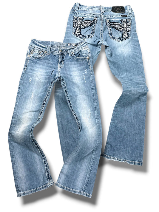 Vintage Miss Me Y2K Low Waist Bootcut / Flared Damenjeans (S)