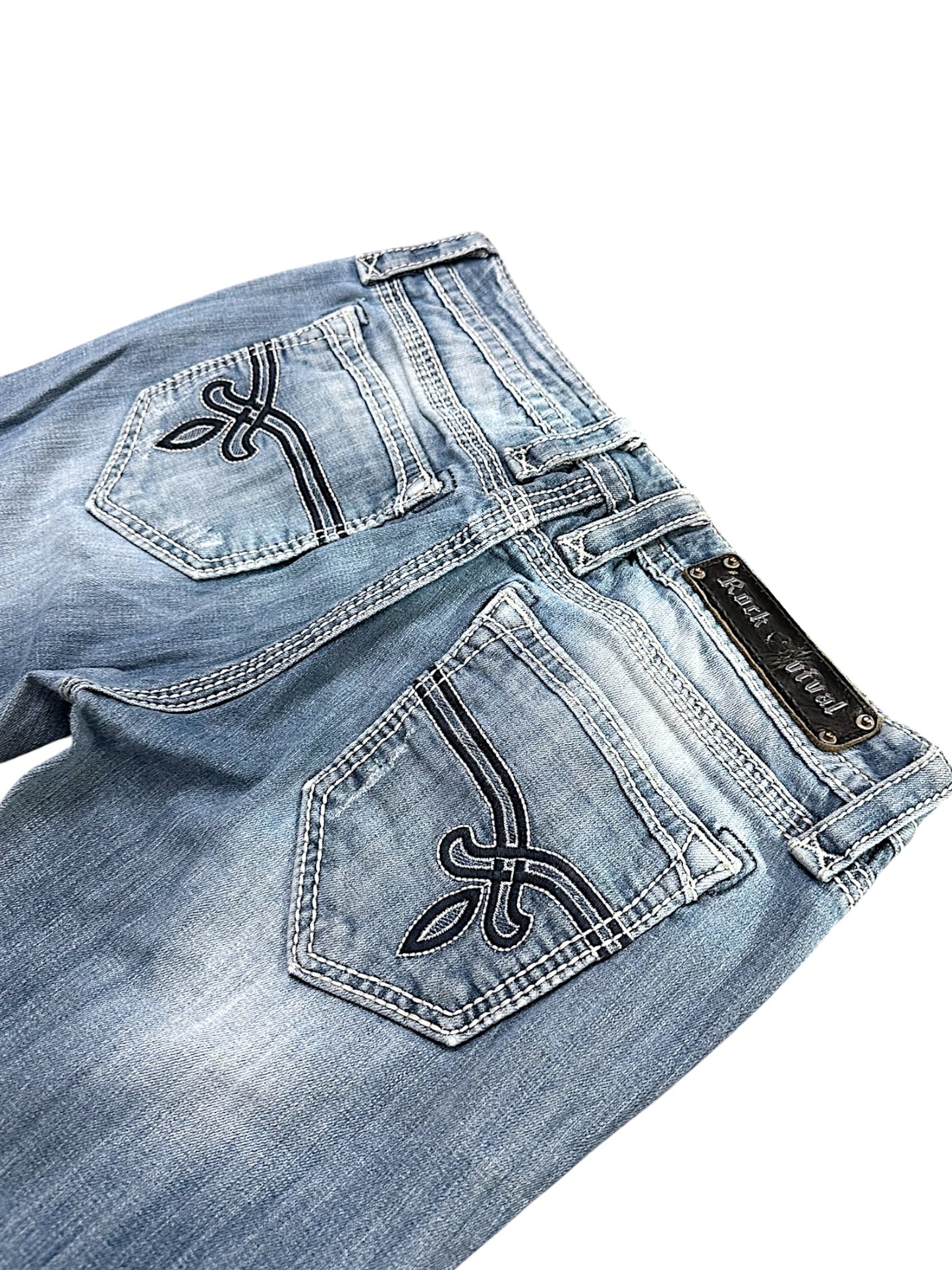 Vintage Rock Revival Y2K Low Waist Bootcut / Flared Damenjeans (S)