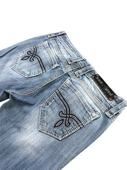 Vintage Rock Revival Y2K Low Waist Bootcut / Flared Damenjeans (S)