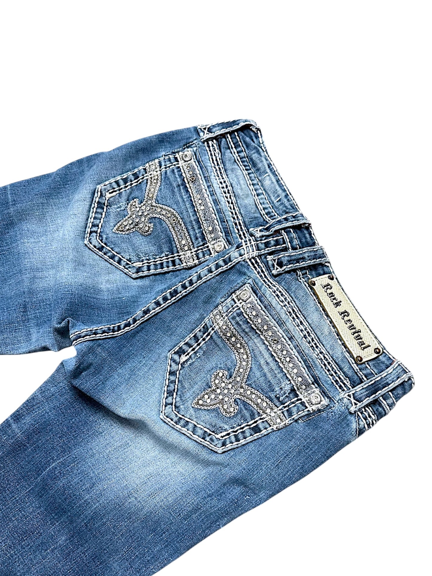 Vintage Rock Revival Y2K Low Waist Bootcut Damenjeans (M)