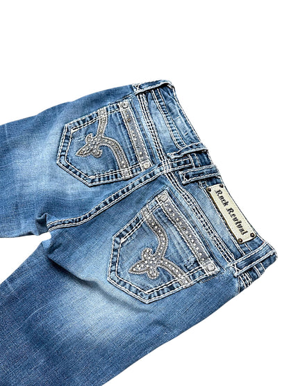Vintage Rock Revival Y2K Low Waist Bootcut Damenjeans (M)