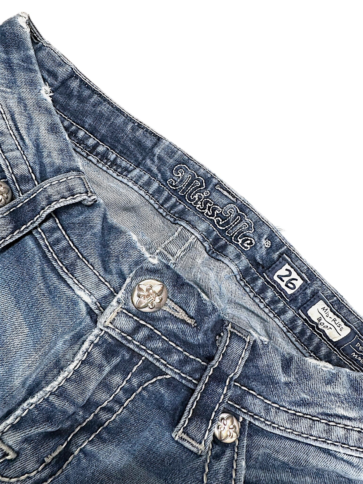 Vintage Miss Me Y2K Low Waist Bootcut Damenjeans (S)