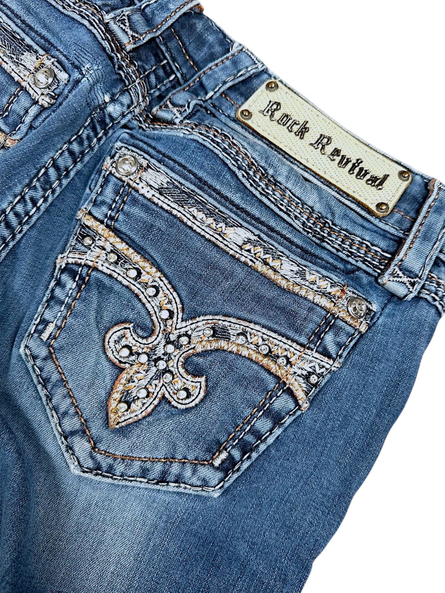 Vintage Rock Revival Y2K Low Waist Bootcut Damenjeans (S)