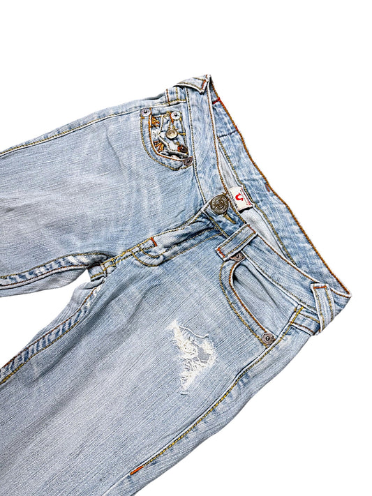 Vintage True Religion Y2K Low Waist Bootcut Damenjeans (S)