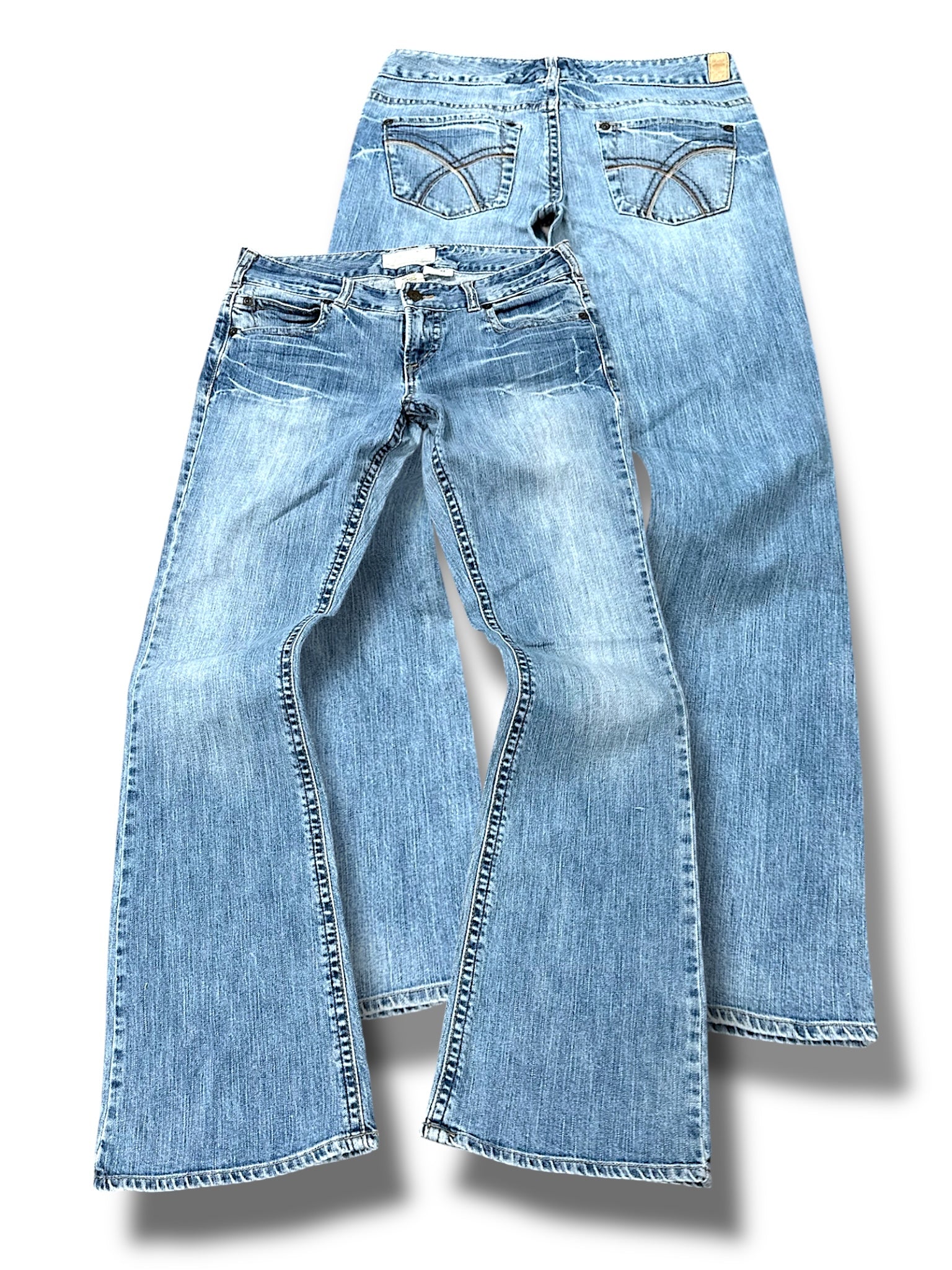 Vintage Embroidery Y2K Low Waist Bootcut / Flared Damenjeans (L)