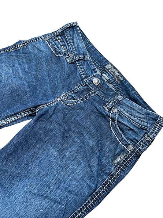 Vintage Embroidery Y2K Low Waist Bootcut / Flared Damenjeans (S)