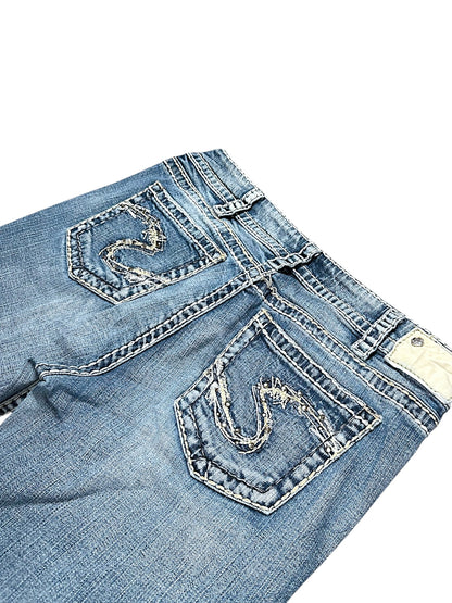 Vintage Silver Y2K Low Waist Bootcut / Flared Damenjeans (L)
