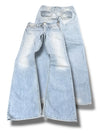Vintage sølvfarvede Y2K lavtaljede bootcut / svajer damejeans (M)