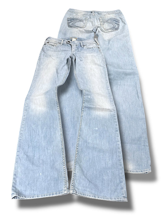 Vintage Silver Y2K Low Waist Bootcut / Flared Damenjeans (M)