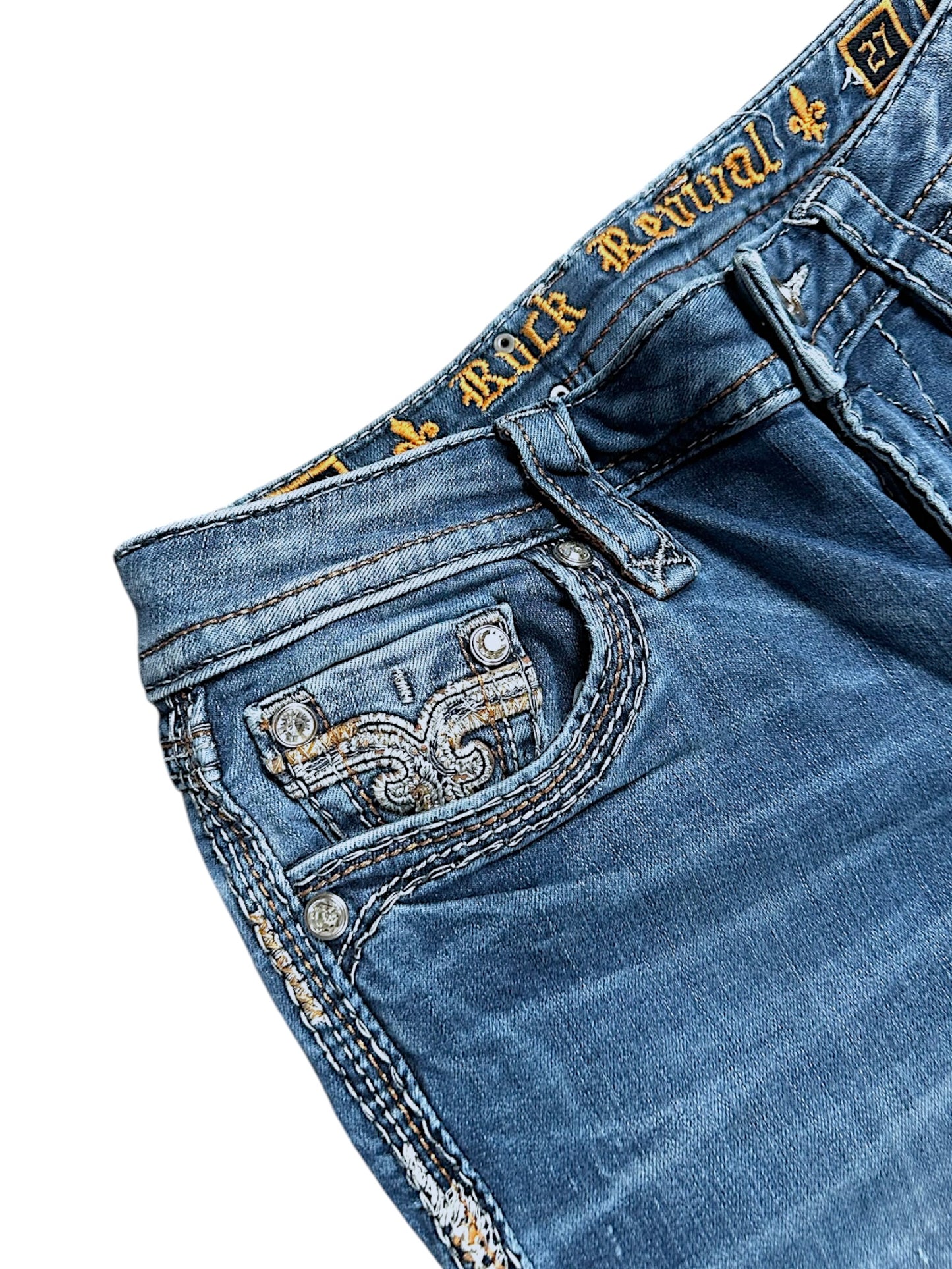 Vintage Rock Revival Y2K Low Waist Bootcut Damenjeans (S)