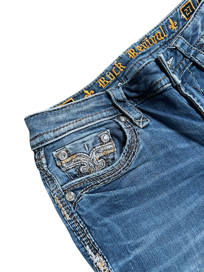 Vintage Rock Revival Y2K Low Waist Bootcut Damenjeans (S)