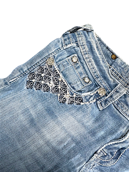 Vintage Miss Me Y2K Low Waist Bootcut Damenjeans (XS)