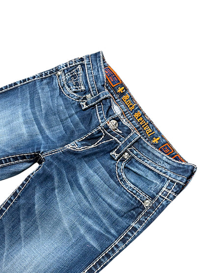 Vintage Rock Revival Y2K Low Waist Bootcut / Flared Damenjeans (M)