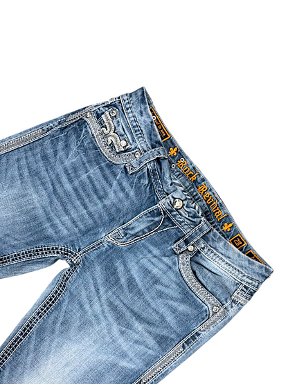 Vintage Rock Revival Y2K Low Waist Bootcut Damenjeans (L)