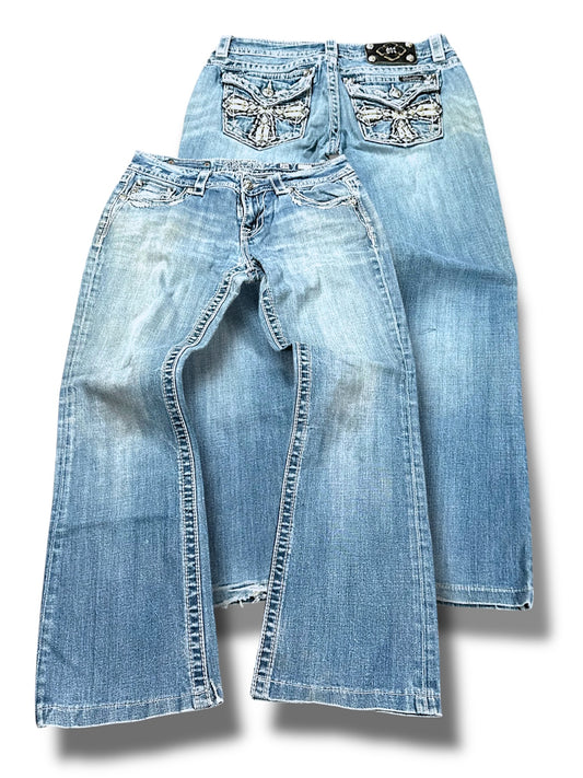 Vintage Miss Me Y2K Low Waist Bootcut / Flared Damenjeans (S)