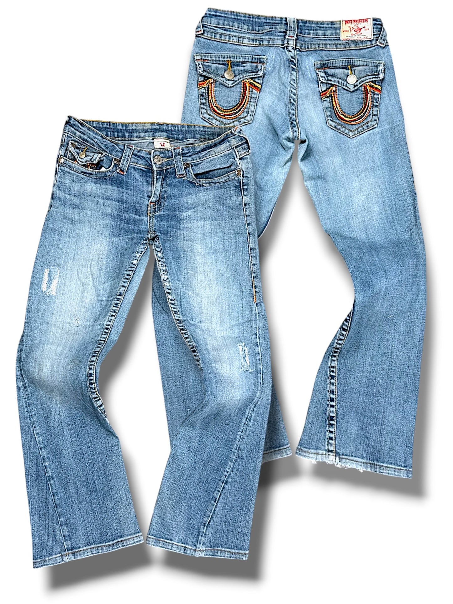 Vintage True Religion Y2K Low Waist Bootcut Damenjeans (S)