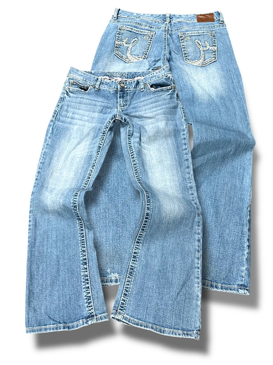 Vintage Embroidery Y2K Low Waist Bootcut / Flared Damenjeans ( )