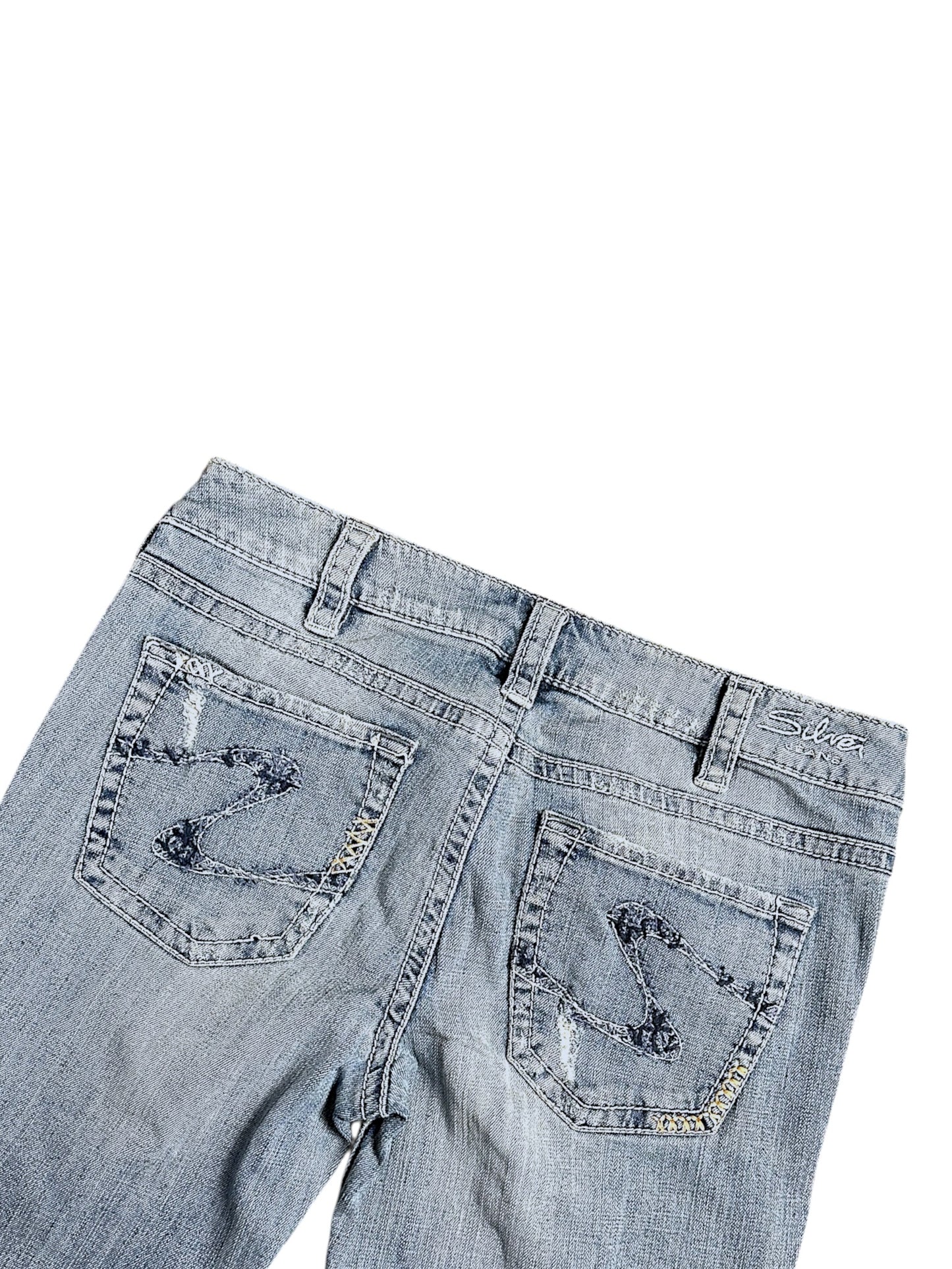 Vintage Silver Y2K Low Waist Bootcut / Flared Damenjeans (XL)