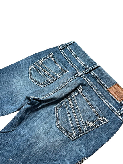 Vintage Embroidery Y2K Low Waist Bootcut / Flared Damenjeans (M)