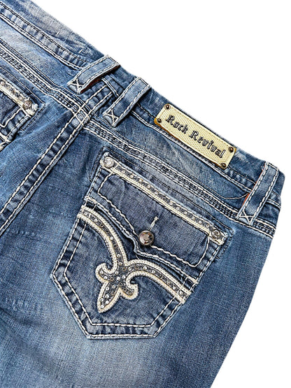 Vintage Rock Revival Y2K Low Waist Bootcut / Flared Damenjeans (L)