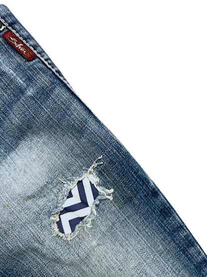 Vintage Y2K Silver Low Waist Bootcut Damenjeans (M)