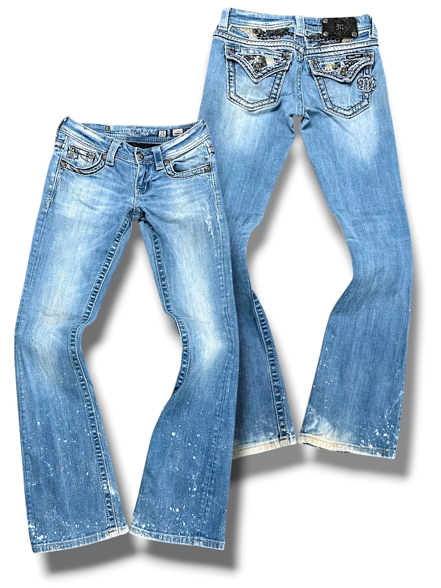 Vintage Miss Me Y2K Low Waist Bootcut Damenjeans (S)