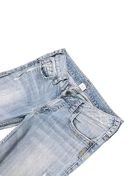 Vintage Silver Y2K Low Waist Bootcut Damenjeans (M)