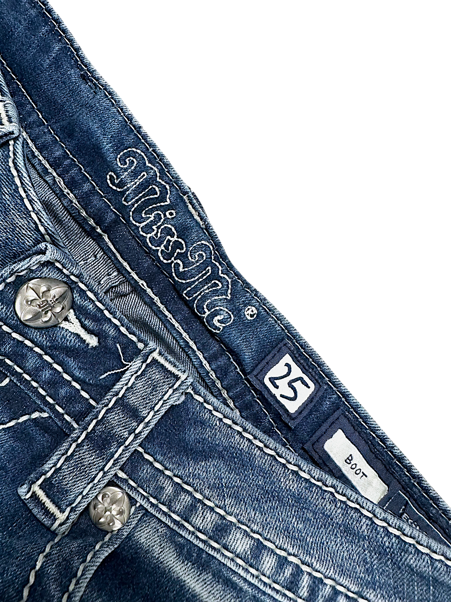Vintage Miss Me Y2K Low Waist Bootcut Damenjeans (S)