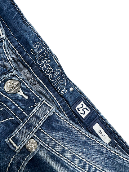 Vintage Miss Me Y2K Low Waist Bootcut Damenjeans (S)
