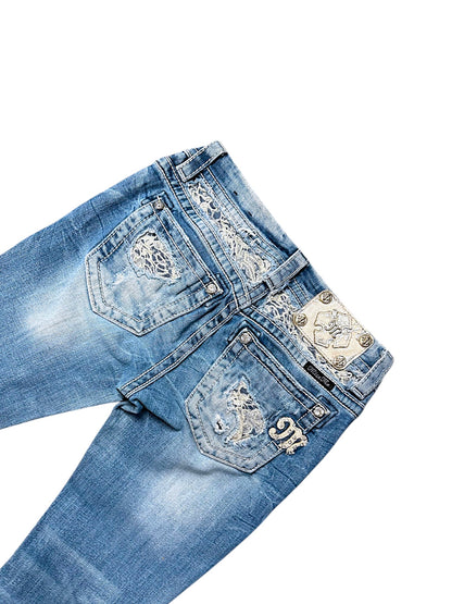 Vintage Miss Me Y2K Low Waist Bootcut Damenjeans (XS)