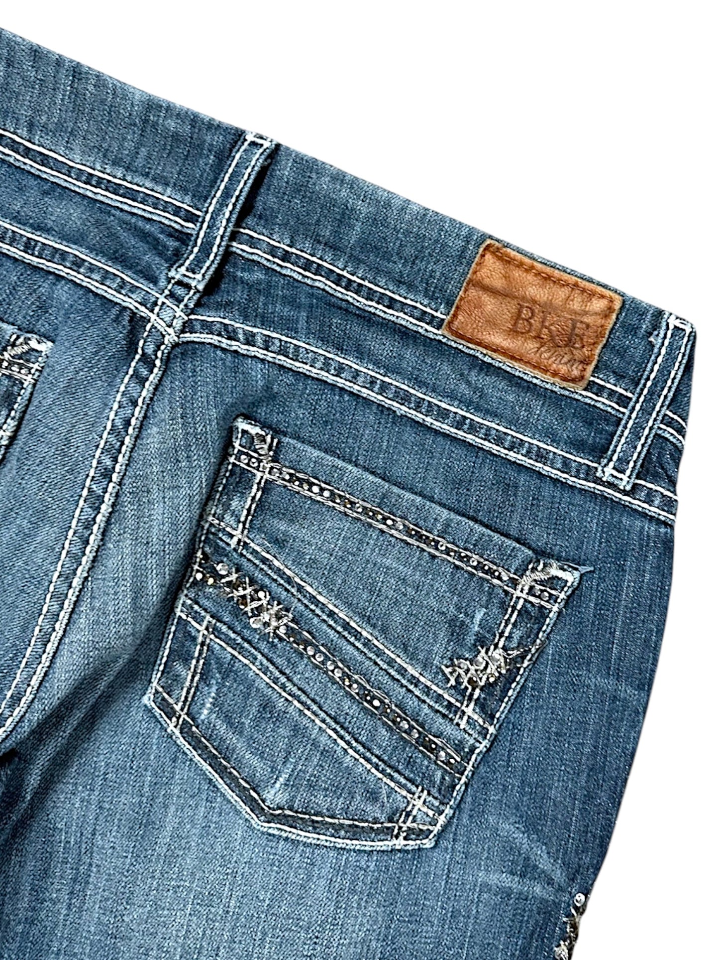 Vintage Embroidery Y2K Low Waist Bootcut / Flared Damenjeans (M)