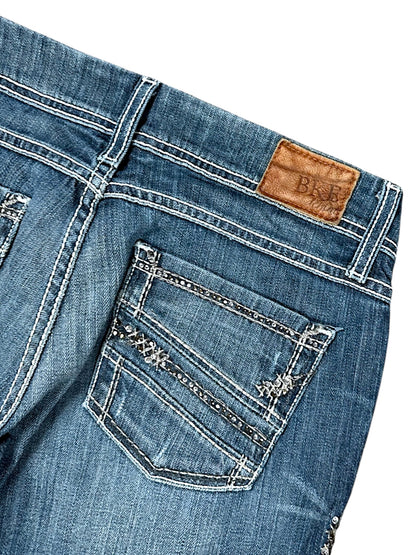 Vintage Embroidery Y2K Low Waist Bootcut / Flared Damenjeans (M)